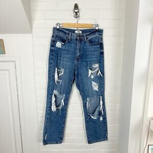 Just Black Denim Distressed Baggy Straight Leg Jeans Size 28